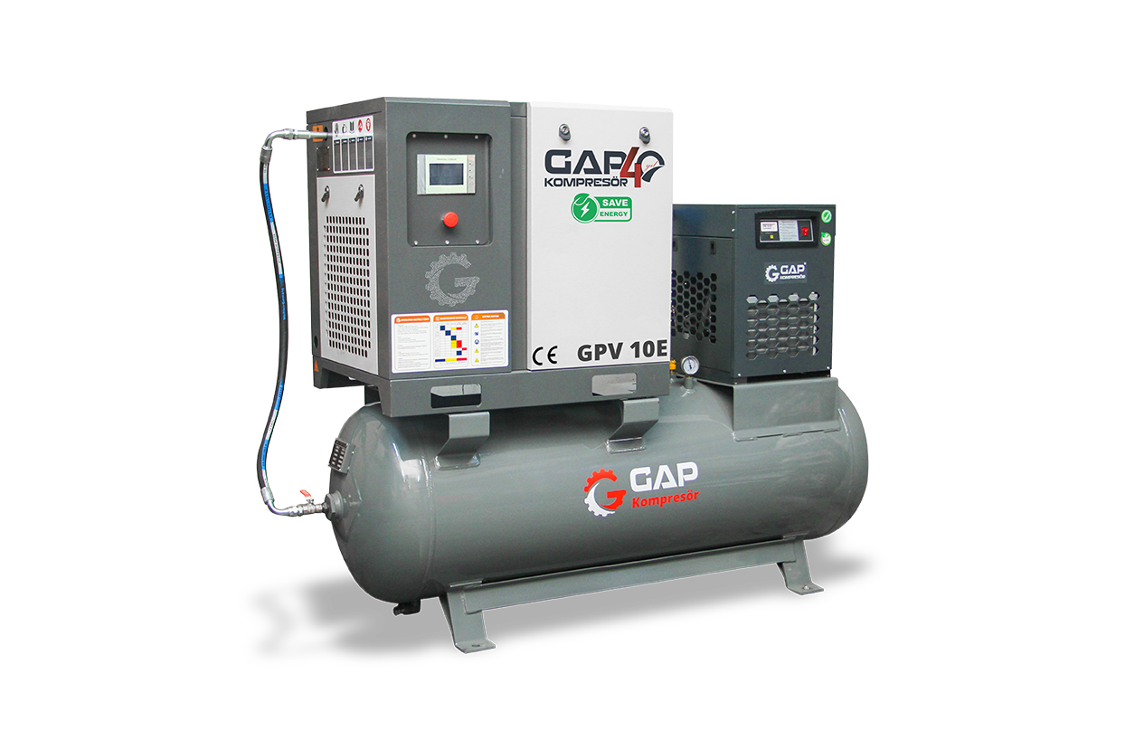 10 Hp 500 Lt Depo Üstü İnvertörlü Vidalı Hava Kompresörü