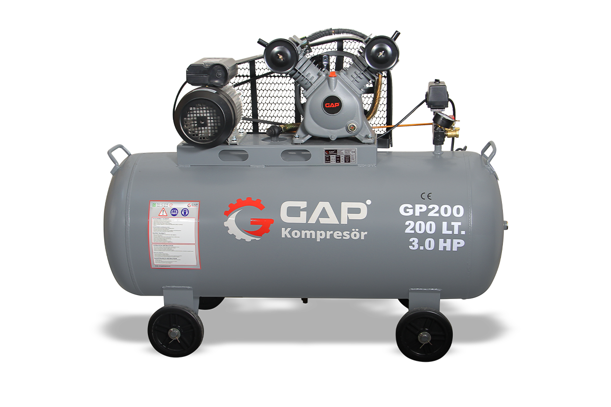 200 lt 2 Kafa 8 Bar 3 Hp Pistonlu Hava Kompresörü